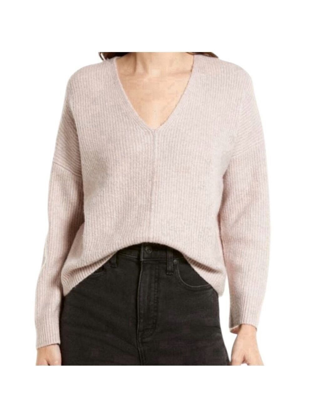Madewell Ribbed Blush Wool Blend Sweater Size M